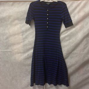 Lauren blue and black striped dress, size small